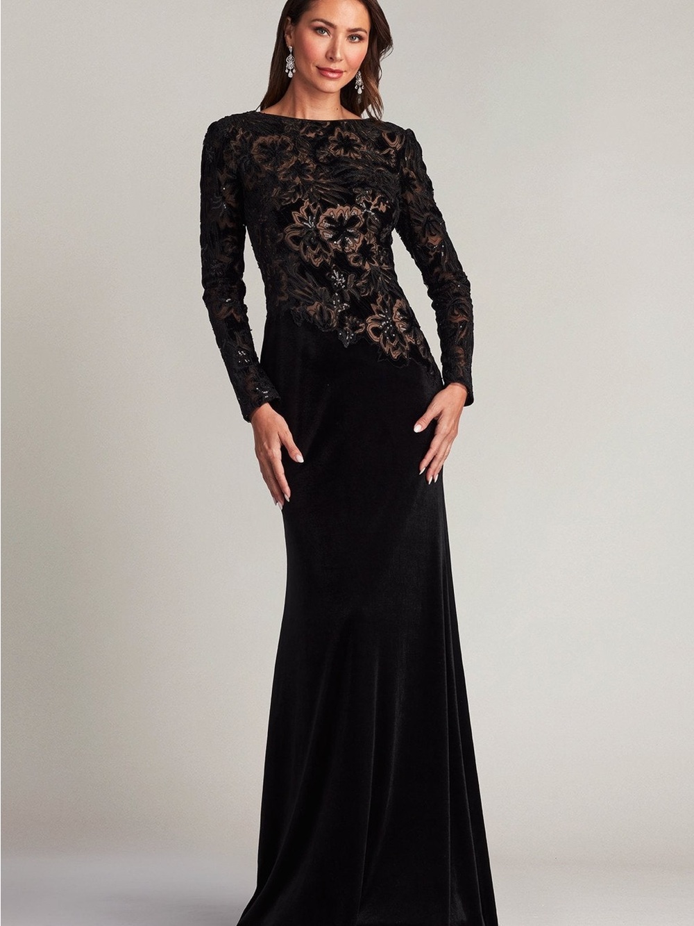 Tadashi Shoji Gatlin Sequin Burnout Velvet Gown